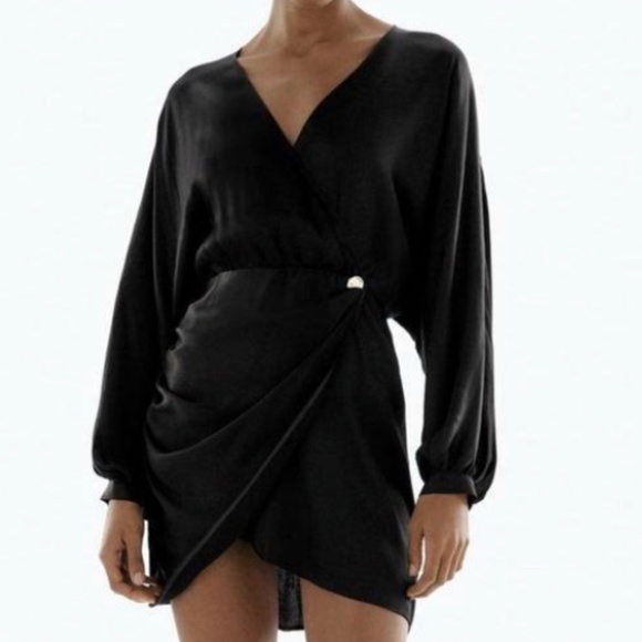 BRAND NEW Zara satin effect mini wrap dress - Picture 2 of 6